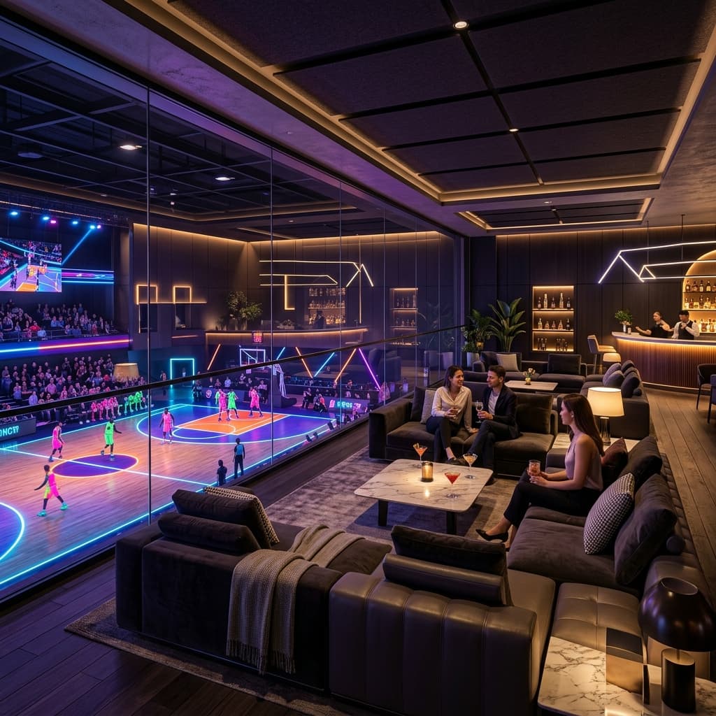 Premium spectator lounge and viewer seating at Chandras Arena Bhopal